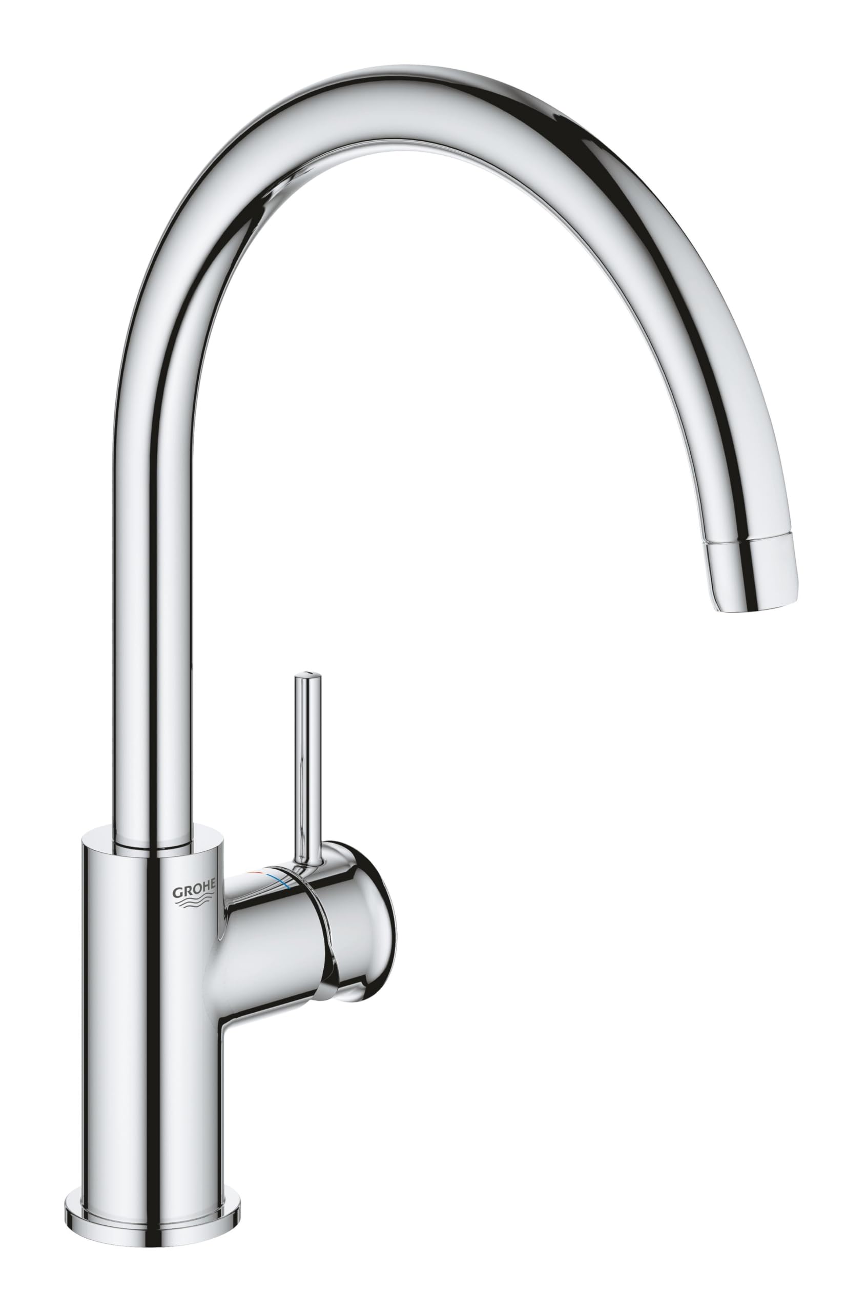 GROHE Start Classic Quickfix, Grifo de cocina (caño alto, forma en C, menor consumo de agua, sistema de instalación rápida), cromo, 31553001