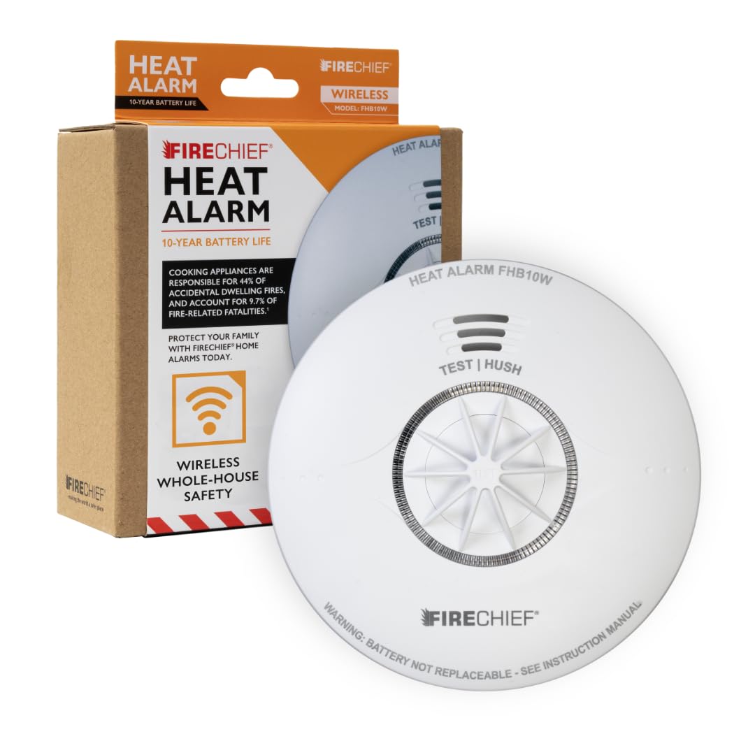 Firechief Heat Alarm - Wireless Interlinked - 10 Yr Sealed Battery - White - FHB10W