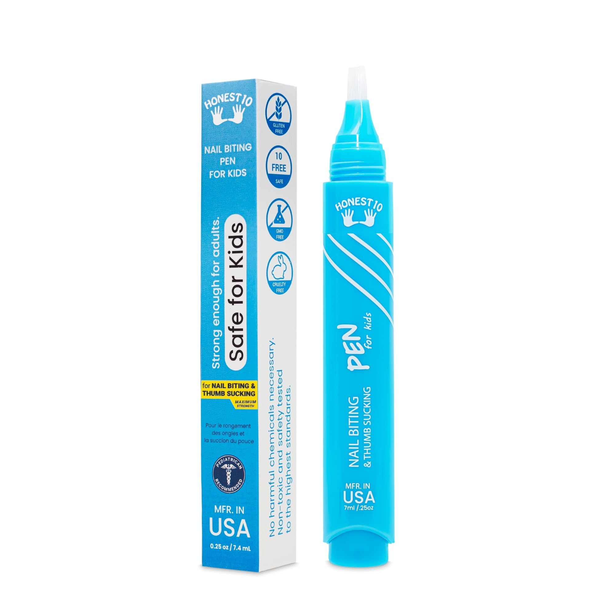 Honest10 Nail Biting Prevention Click Pen for Kids - Break The Thumb Sucking Habit - Safe Bitter Nail Formula, Lab Tested & Pediatric MD Approved - Easy Application, Mfr in USA (0.25 oz)