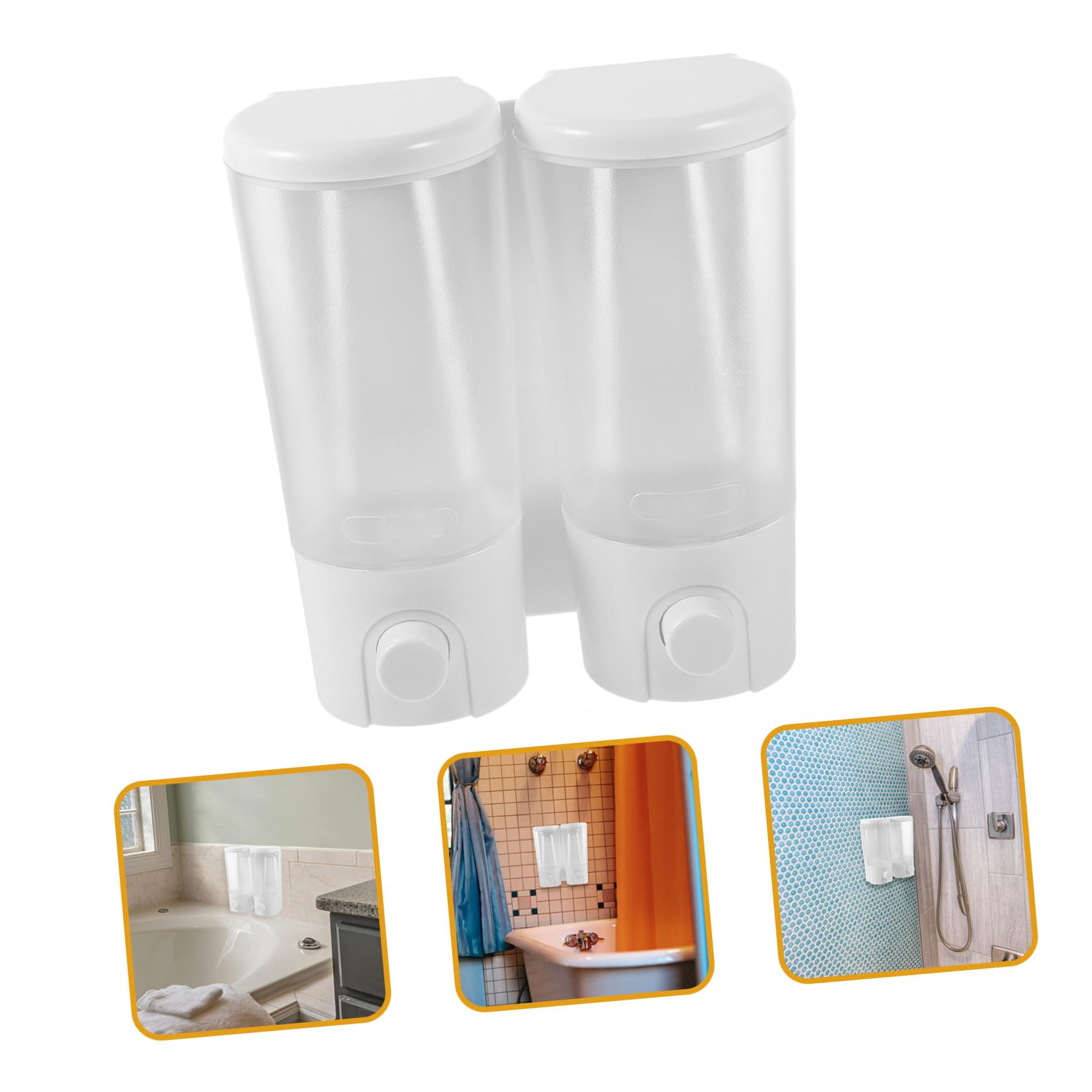 UKCOCO Dispensador de Jabón y Champú sin Taladrar para Pared Doble Botella Fácil Instalación Práctico para Baño y Ducha Reutilizable y Resistente para Hogar y Hotel