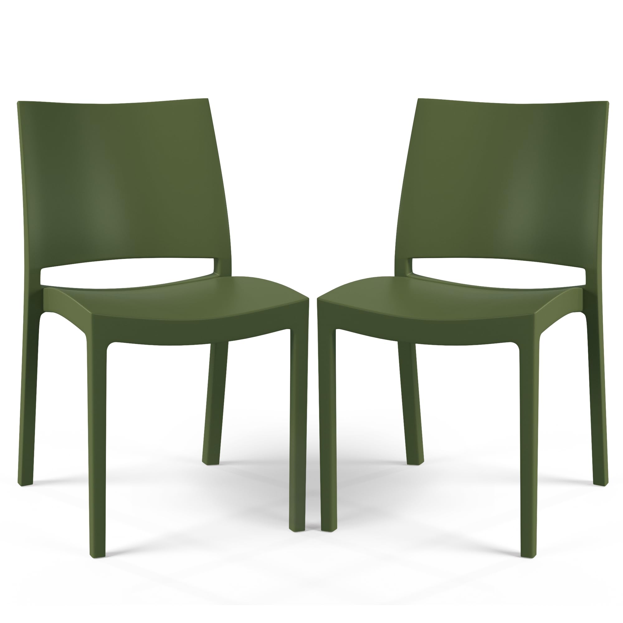 Costaelm Arm Chairs Set of 2, Stackable Balcony Chairs Set of 2, Modern Outdoor Seating Furniture Front Porch Lawn Balcony Yard Dining Side Chair for