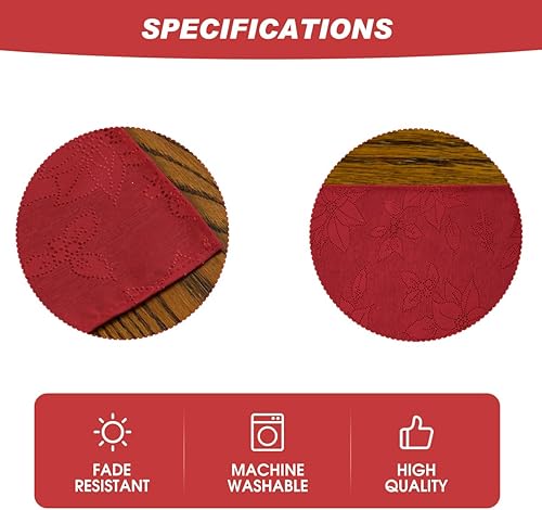 Miniatura 5 de Artoid Mode Camino de mesa de Navidad de jacquard floral de Pascua roja, sensonal invierno, cocina, comedor, decoración para fiesta en el hogar, 13