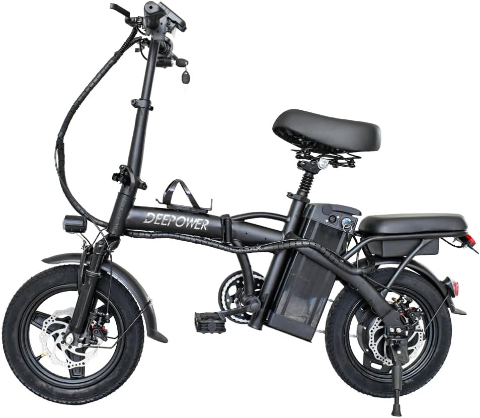 DEEPOWERK100 Foldable Electric Bike, 400W Motor, 20MPH Electric Bicycle, 480/840/1440Wh Battery, Adjustable Handlebar, 14" Folding Commuter City EBike for Adults Teens, UL 2849 Certification