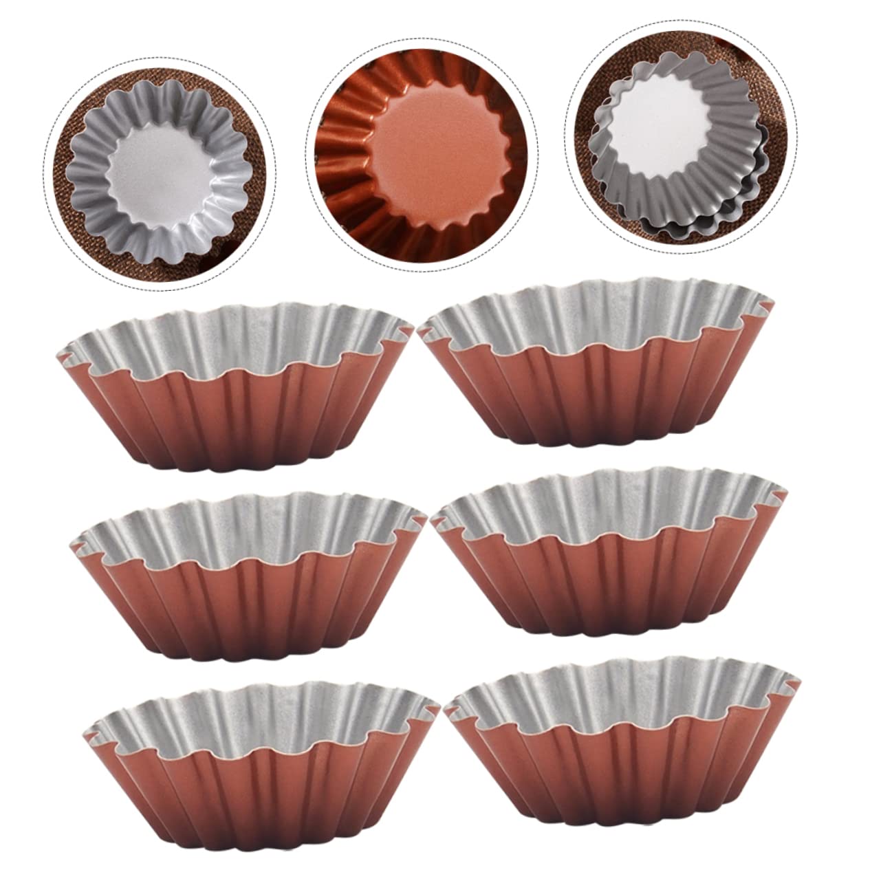 COLLBATH 2 Sätze Teiliges Muffinform Aus Karbonstahl Antihaft Egg Tart Form Für Cupcakes Pudding Und Desserts Für Zuhause Restaurant Und Bäckerei 6 Stücke * 2