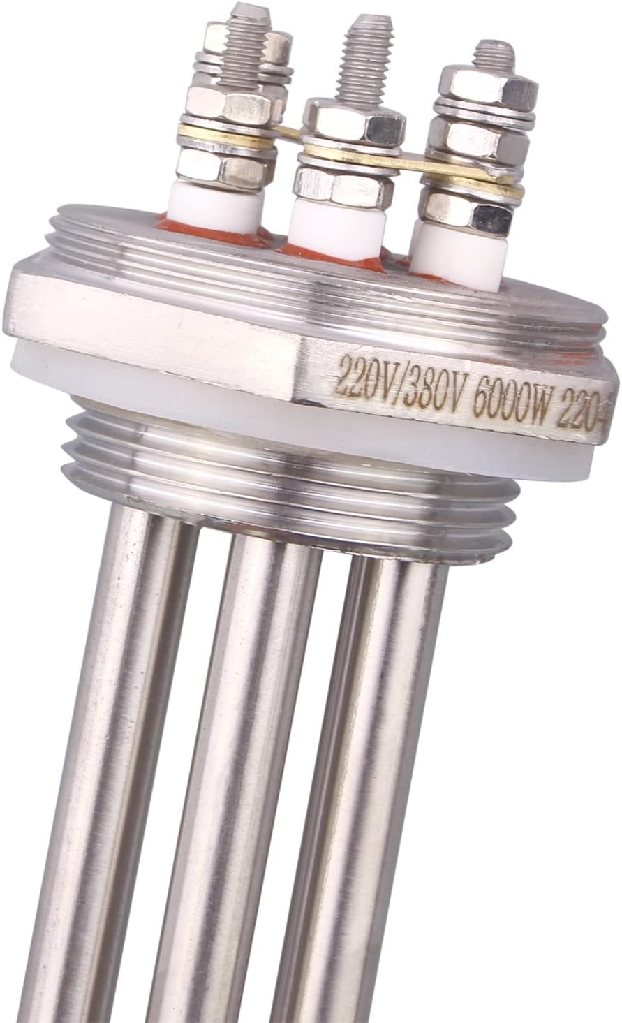 DERNORD Heizelement 220V 6000W 1-1/4 Zoll 3U Typ Elektrischer Brühwassererhitzer BSP Gewinde Edelstahlflansch