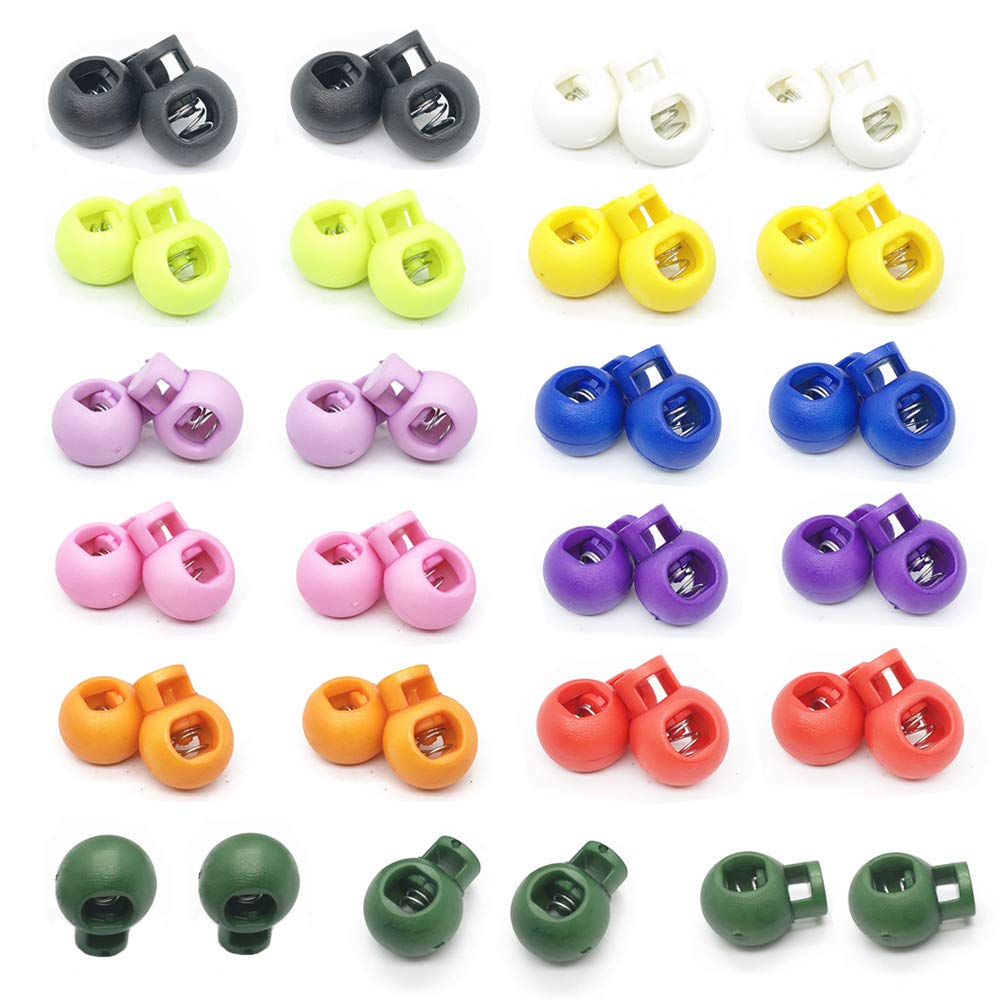 Aweisile Drawstring Toggle 88 pcs Plastic Cord Locks End Spring Loaded Cord Lock Toggle Stoppers Sliding Cord Fastener Toggle Stopper Slider for Drawstring Backpack Rucksack Craft Supplies