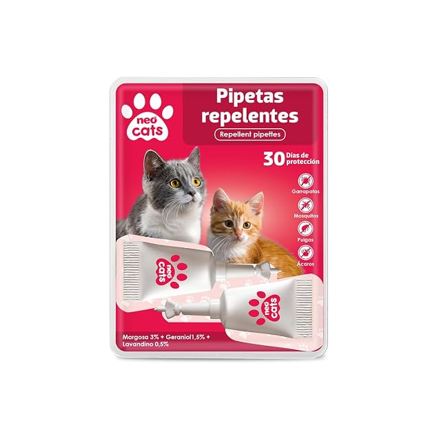 NEO CATS - Pipetas Repelente Anti-insectos para Gatos - Contra Pulgas, Garrapatas y Mosquitos