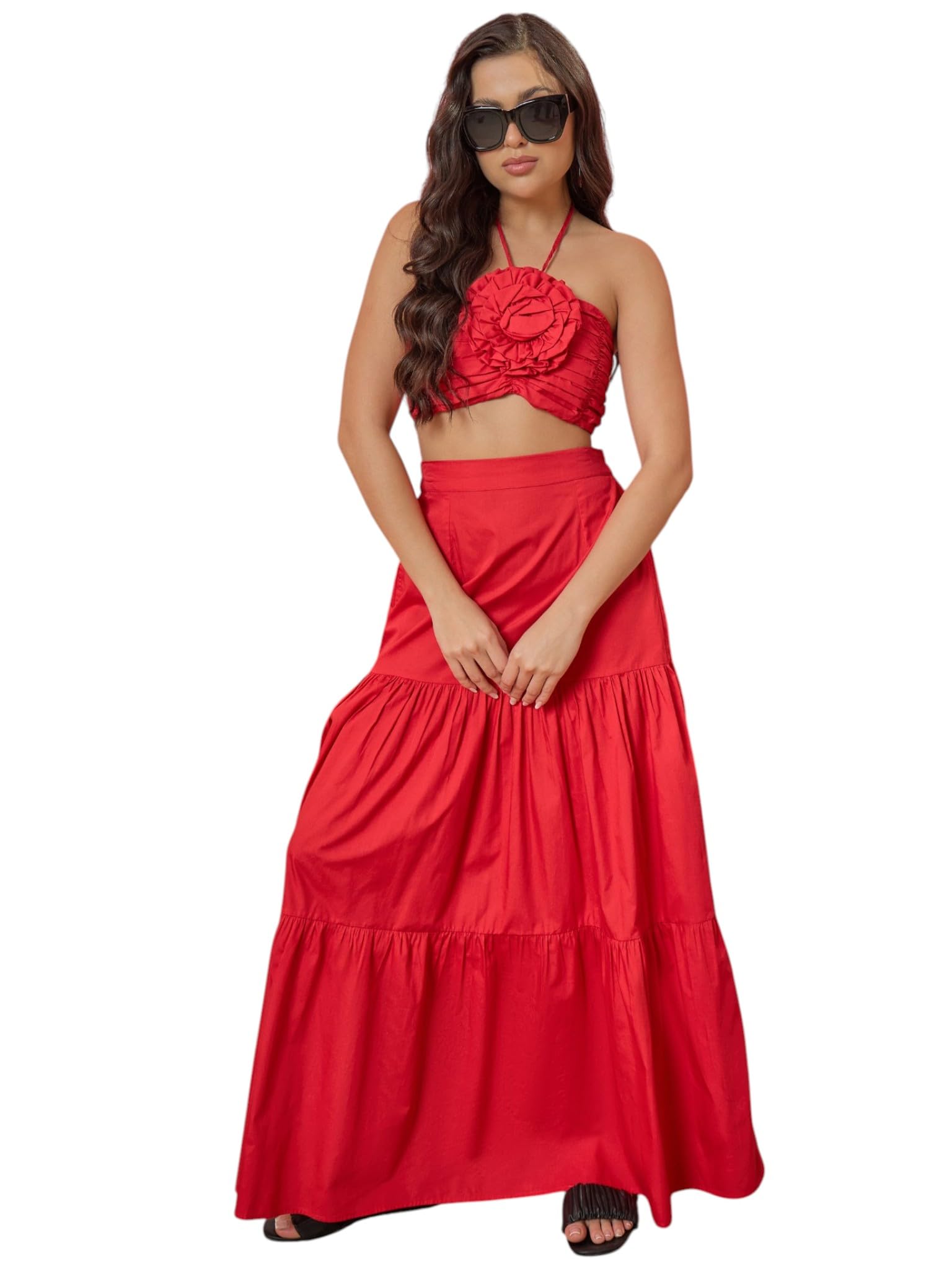 pink paprika by sassafras Women's Front Corsage Tube Top with Tiered Skirt-picture-28