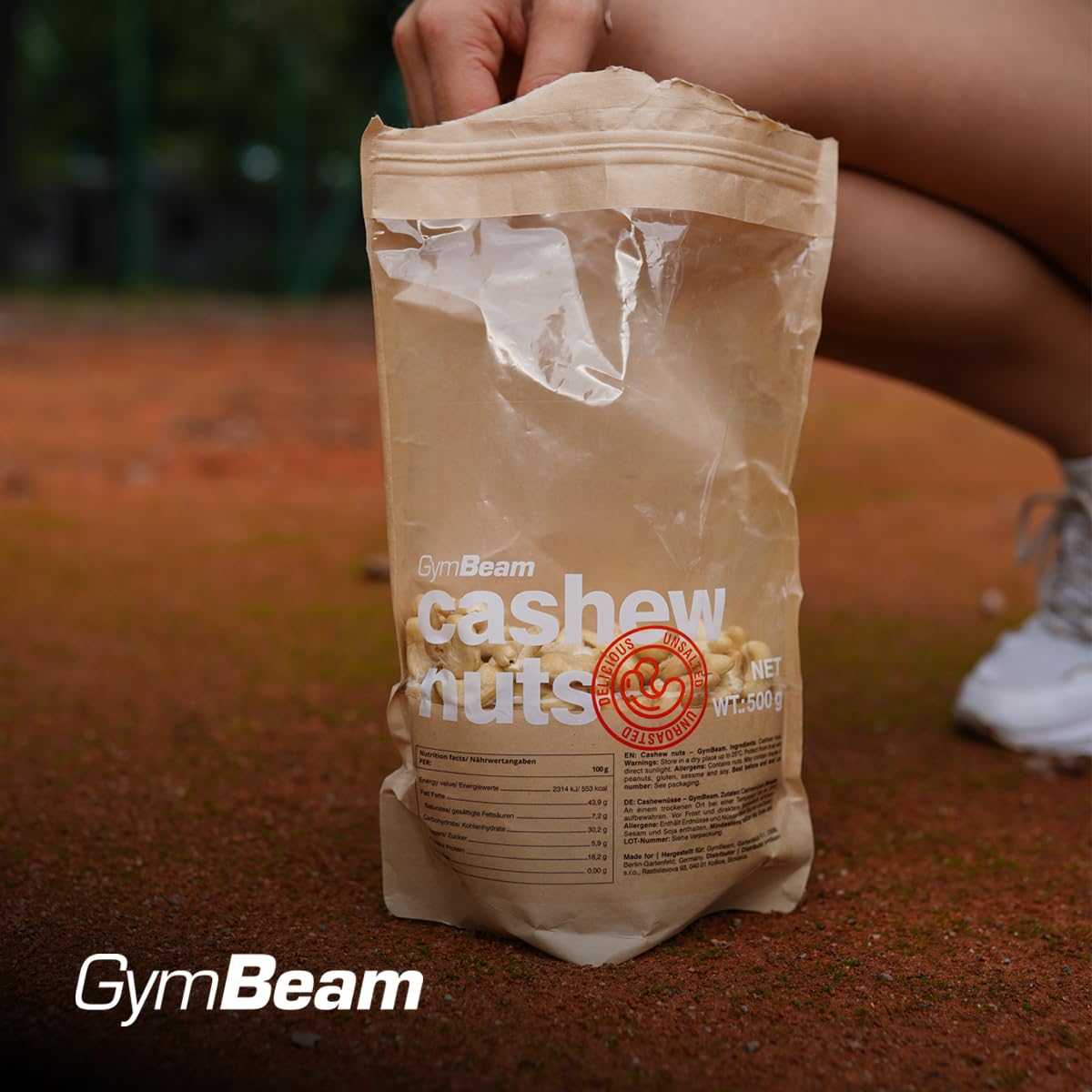 GymBeam Cashewkerne (naturbelassen) - Nüsse Großpackung, Cashewnüsse mit köstlichem Buttergeschmack, gesunde Fette, ohne Salz und Zusatzstoffe, für einen optimalen Cholesterinspiegel (500 g)