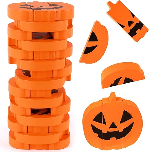 Miniatura 12 de Juego de apilamiento de bloques de madera de Navidad, juego de torre plegable de árbol verde para noches de juego familiares, fiestas y decoración