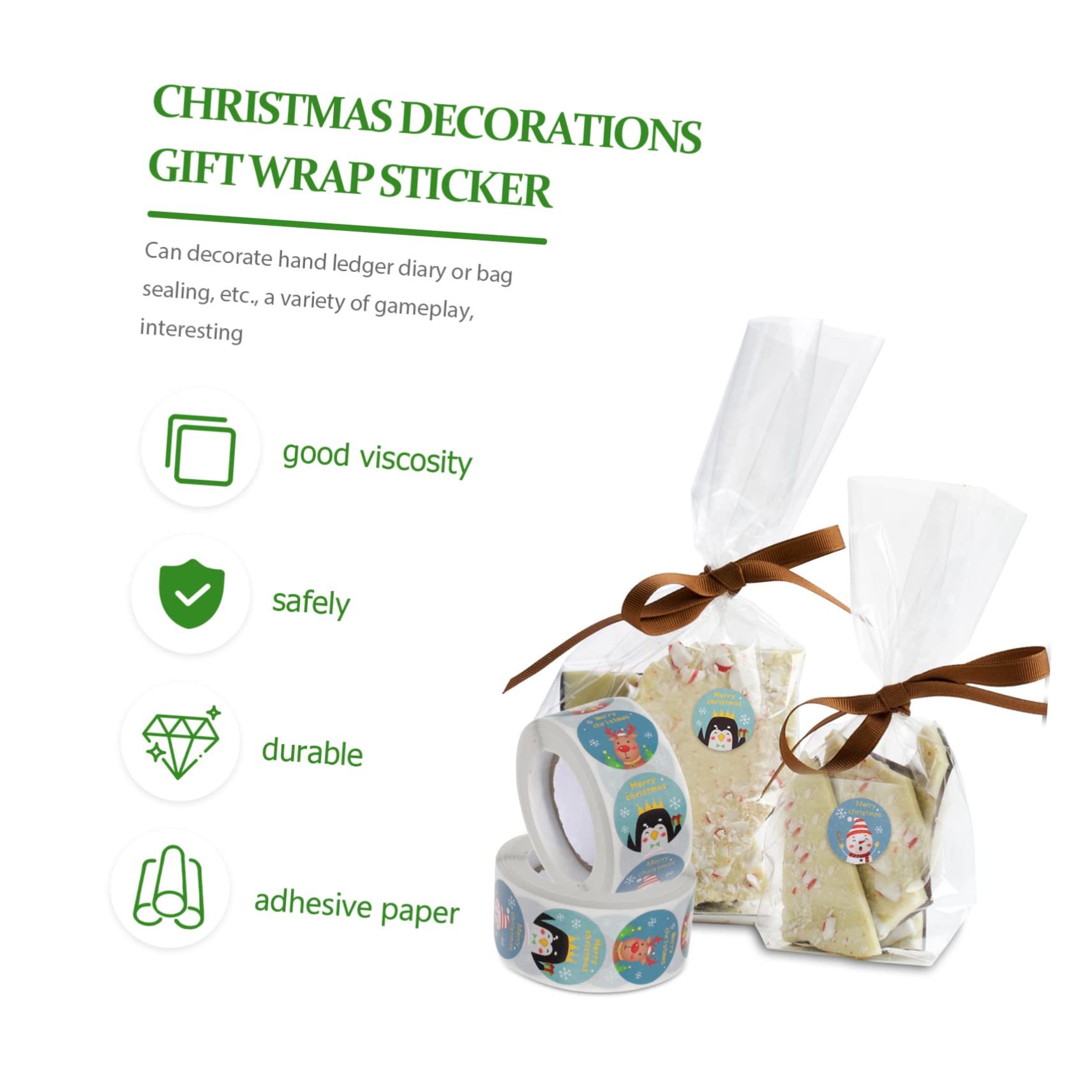 STOBOK 6 Adesivi Natalizi Autoadesivi Per Decorazioni Di Etichette Per Buste Progetti Fai Te e Regali Design Vari Per Natale Personalizzato
