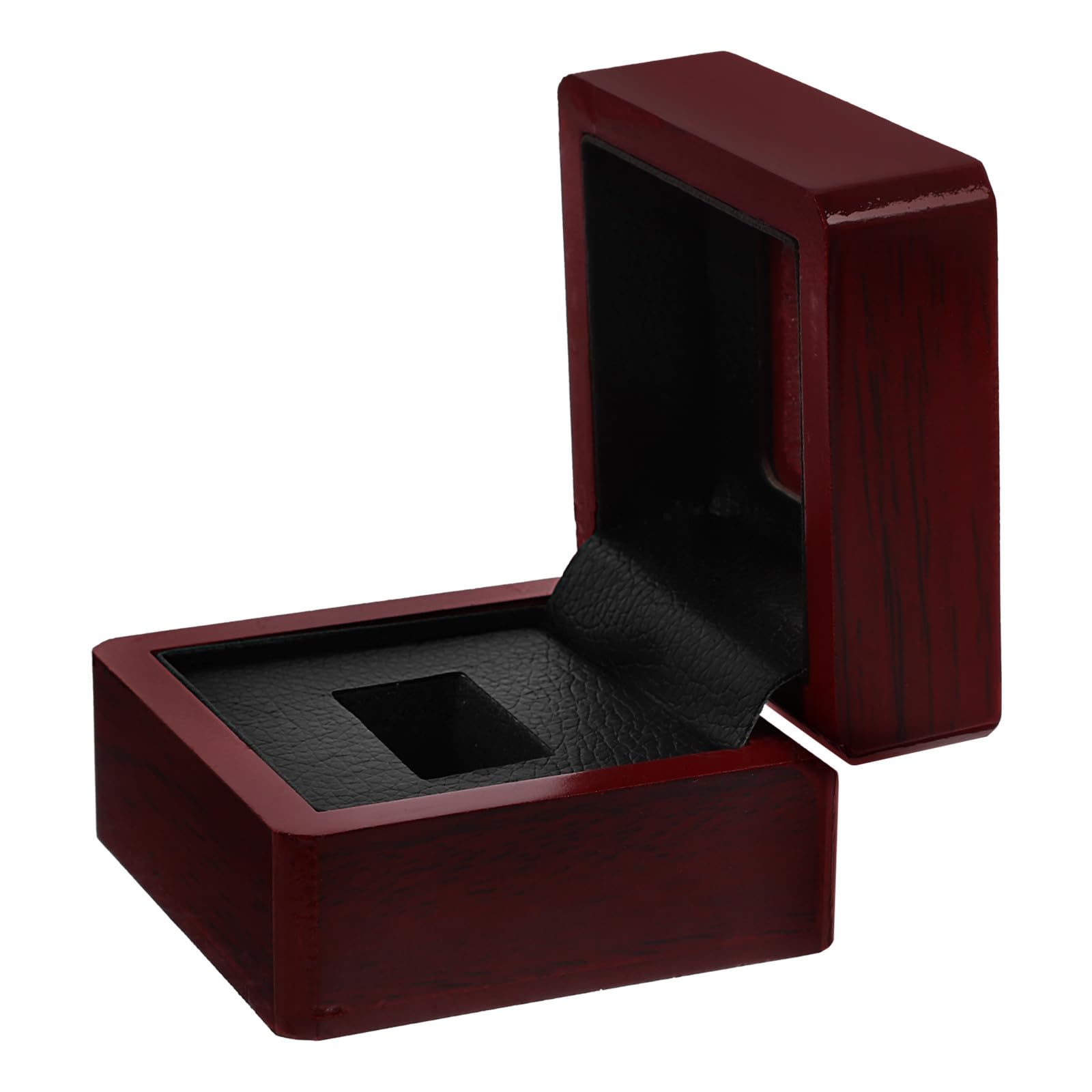 Champion Wooden Ring Display Case with Lid, Single Ring Holder Jewelry Box for Sports Awards and Trophy Storage
