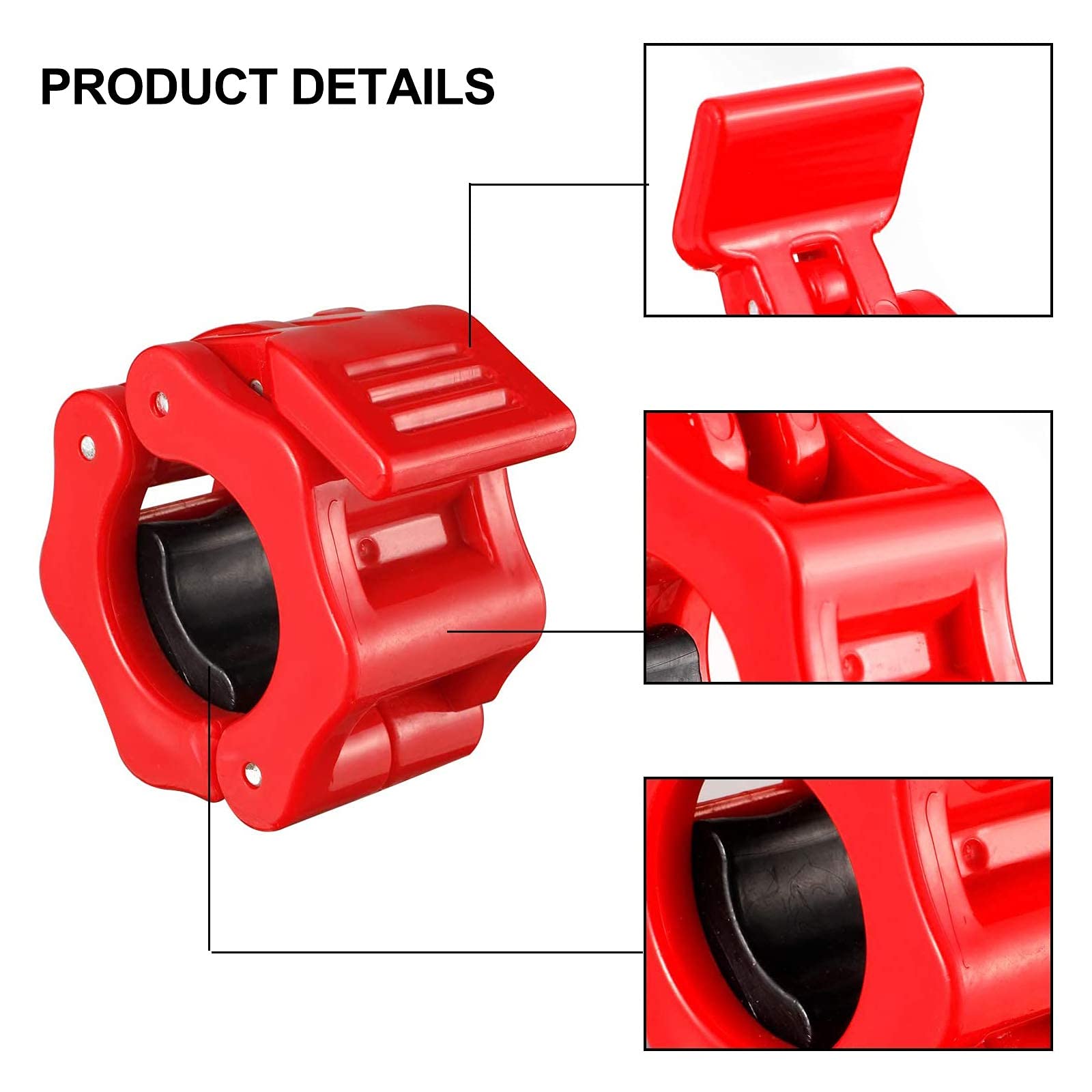 TaimeiMao Lot 2 Bagues Haltères Serrage - Clips Barbell 30mm Musculation Rouge Ou Noir