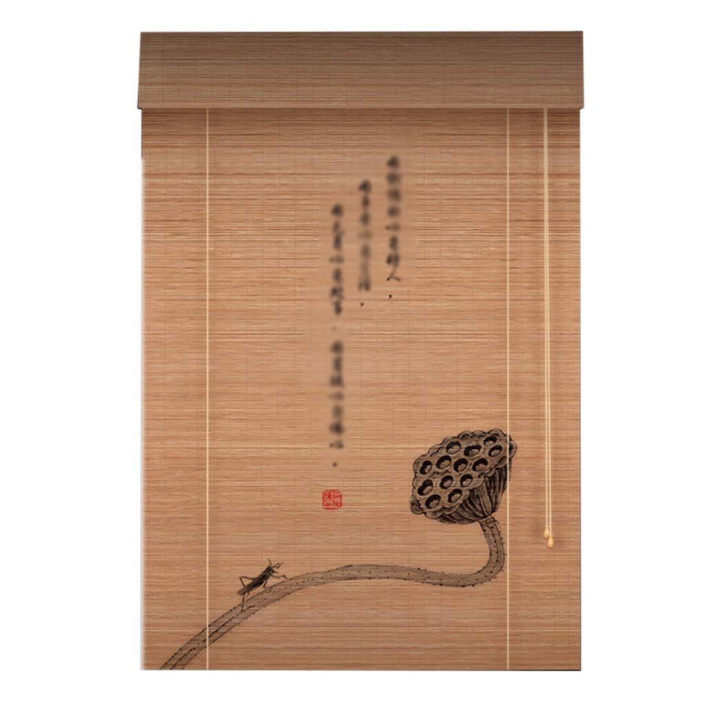 Retro Roll Up Blinds With Side Pull, Bamboo Blackout Curtains Roller Shades Easy Fit Window And Doors, Easy To Install （customizable） YNFNGXU (Size : 90×185cm)