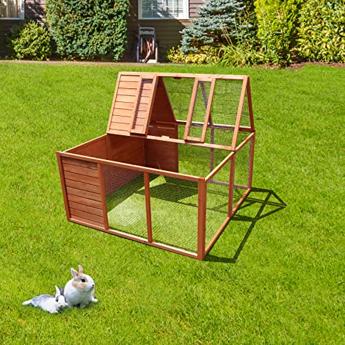 BUNNY BUSINESS Fully Folding Sheltered Rabbit Run Hutch, 48-inch (4ft Folding Run + Cover)
