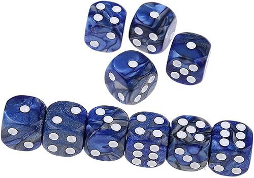Miniatura 6 de 10 dados poliédricos D6 de 0.63 pulgadas de acrílico para juegos de mesa RPG MTG DND (azul plateado)