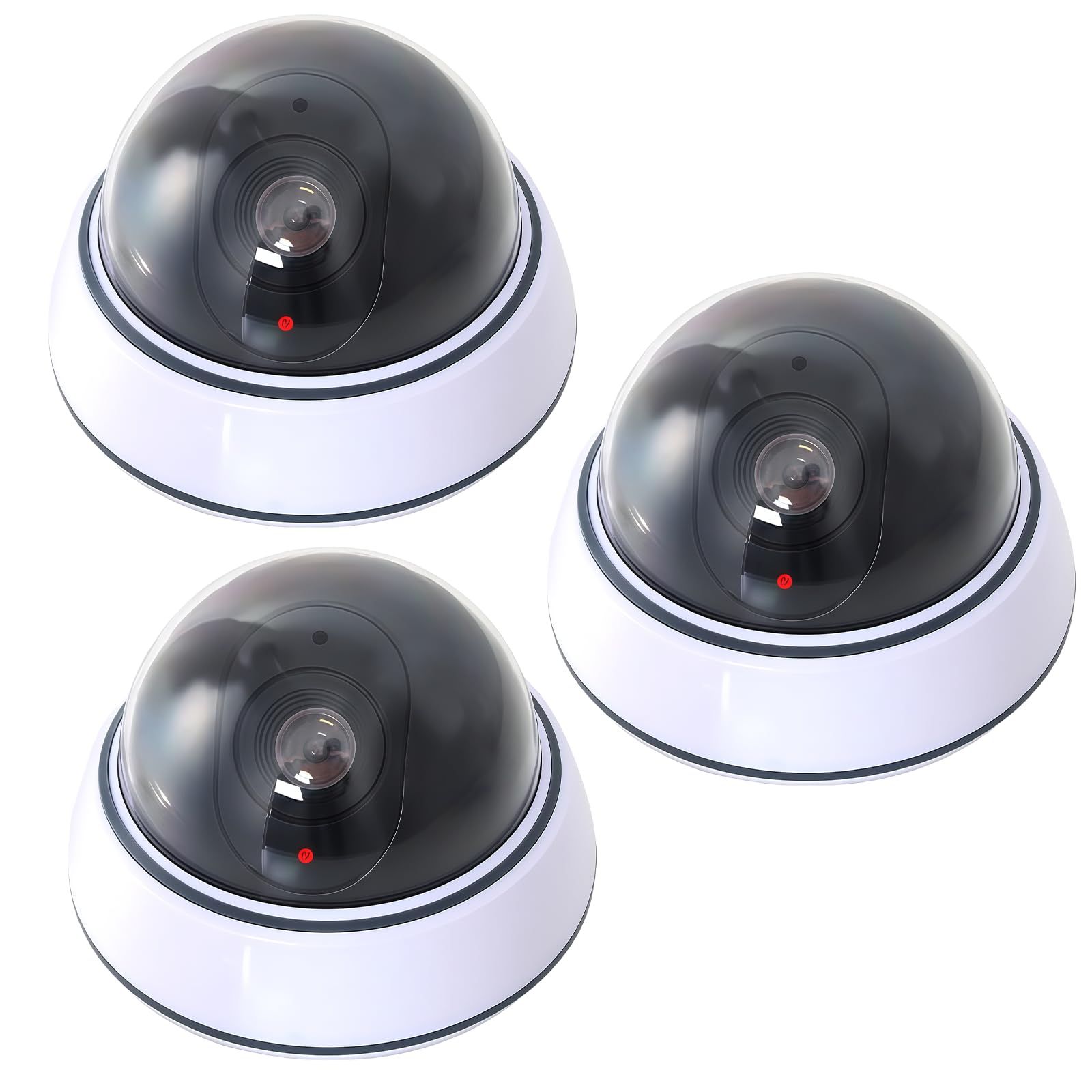 Telecamera Finta a Cupola con Luce LED Lampeggiante Rossa, Sorveglianza Interni Bianca CCTV