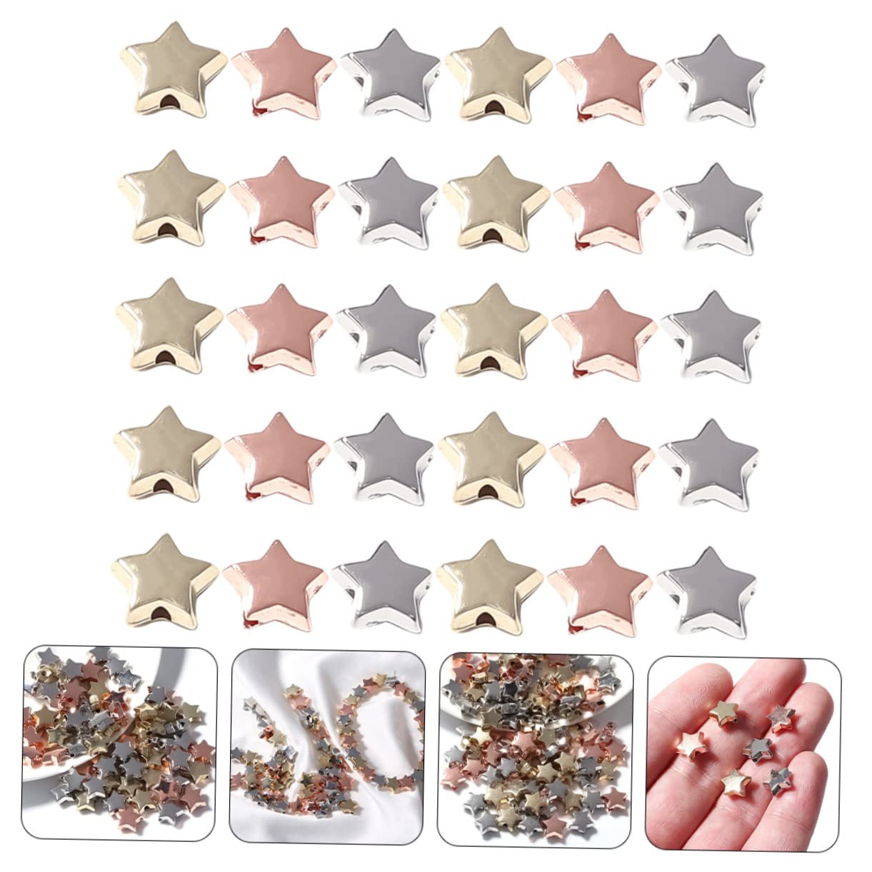 NUOBESTY 300 Piezas De Cuentas Espaciadoras De Pentagrama Collar De Estrella Cuentas De Estrella De Metal DIY Dijes En Forma De a Y Surtidos De Pendiente De