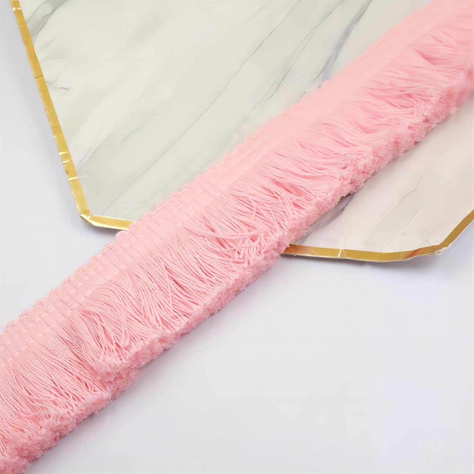 10 Meters 3.8cm Fringe Tassel Trim Macrame Tassel Ribbon Lace Trim Cotton Tassel Fringe Lace Edging Trim Ribbon Fabric Fringe Trim for Clothes Curtain Blanket Hammock Umbrella Decor Sewing (Pink)