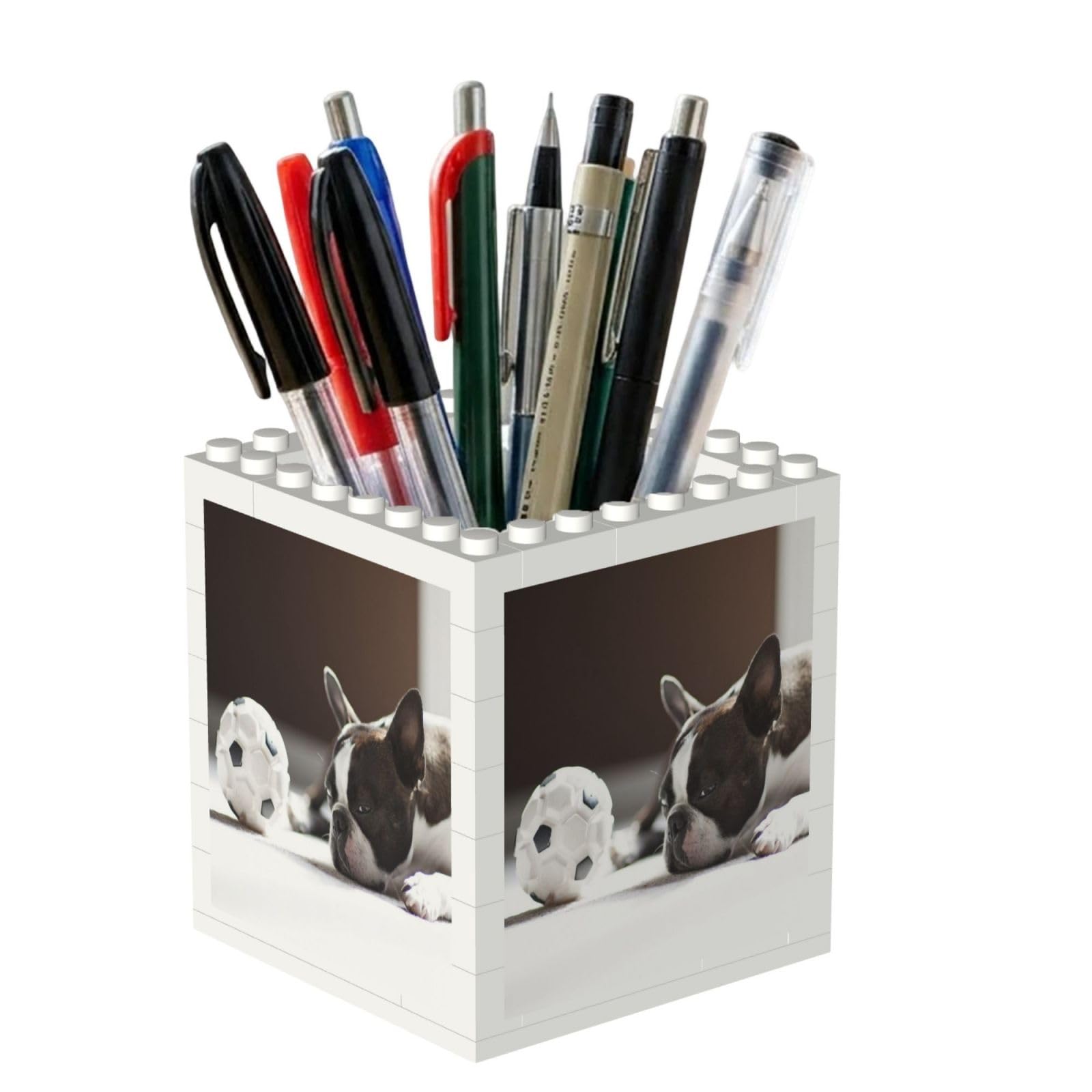 Poadnly French Bulldog, Pen Pot Pencil Holder for Office Home School, Compact Desk Organiser for Office Stationery