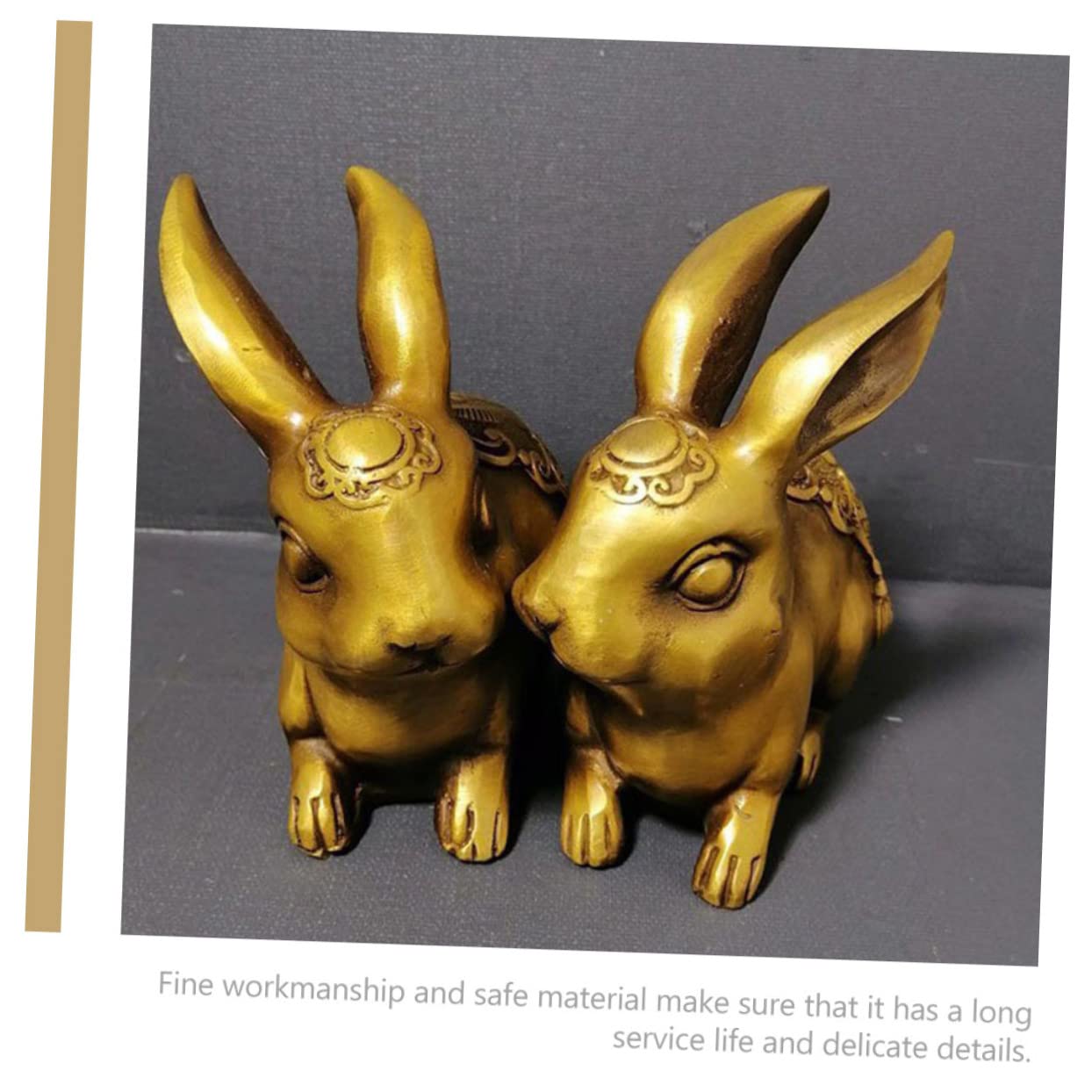 ULTECHNOVO Statue de Lapin en Cuivre Décoration Intérieure Détaillée Maison Bureau