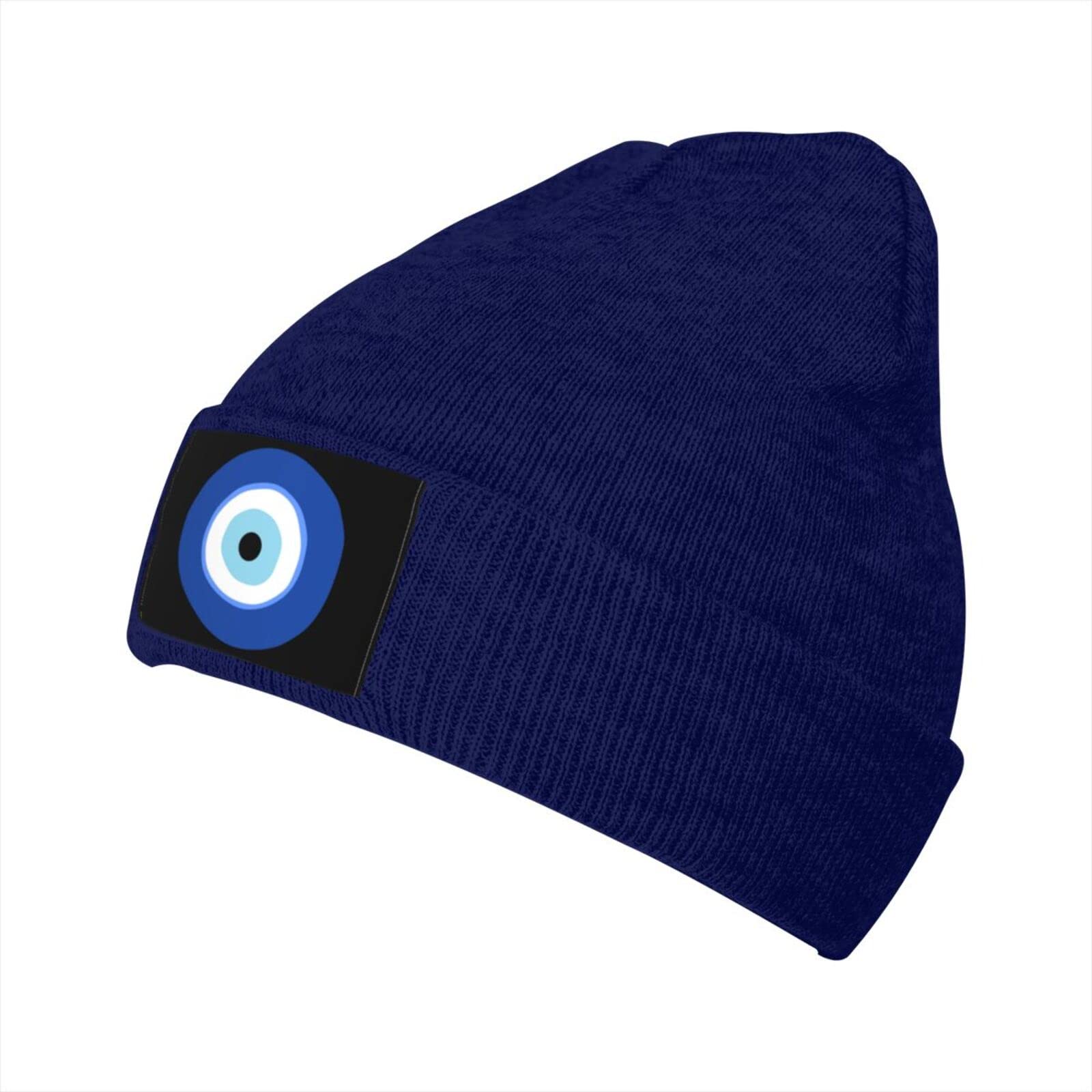 CrosDerekEvil Eye Men & Women Beanie Cap Winter Hat Knit Cap Skull Cap Navy