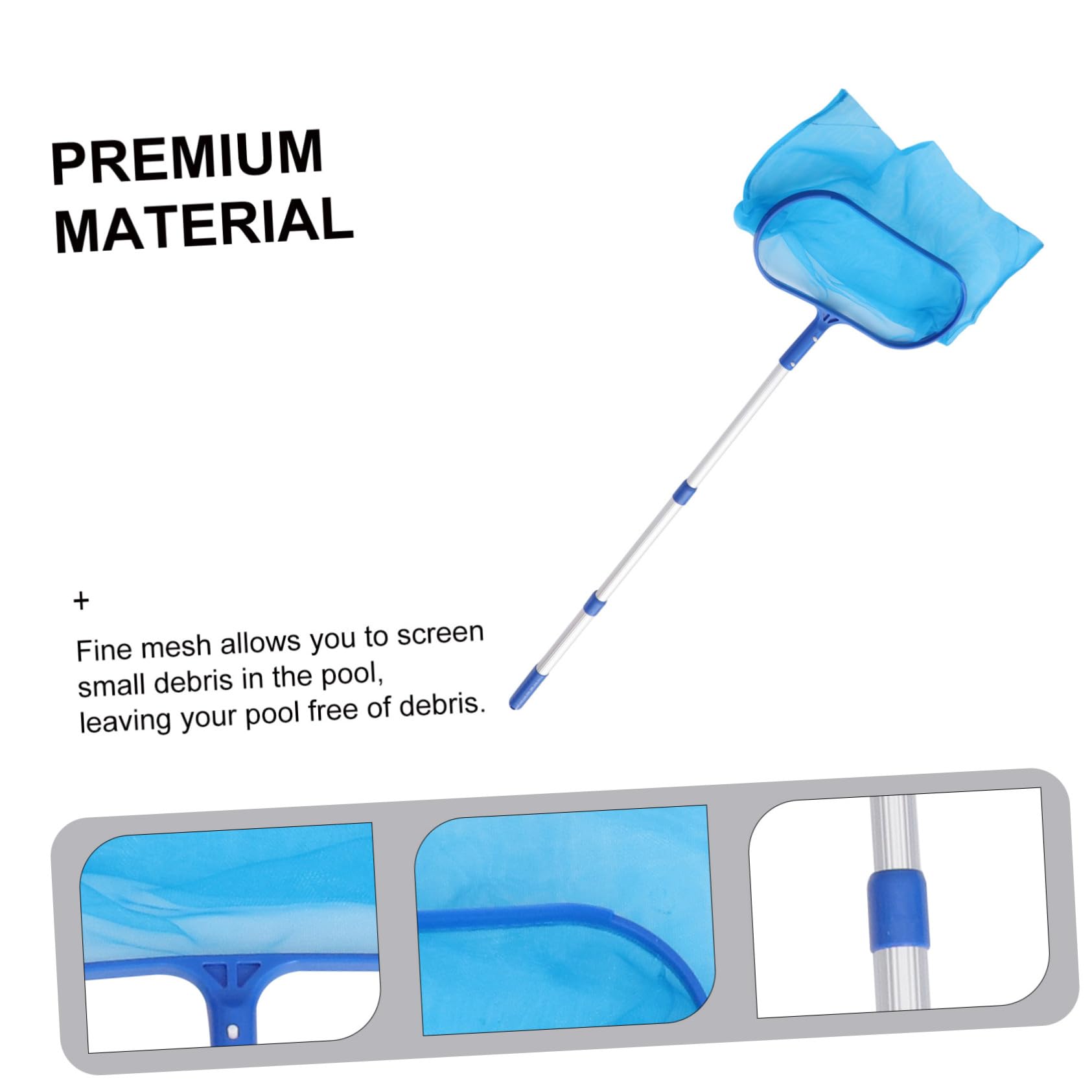 Red de Salvamento para Piscinas Varilla Telescópica de Aluminio, Red para Limpiar Hojas y Residuos en Piscinas, Estanques y Fuentes