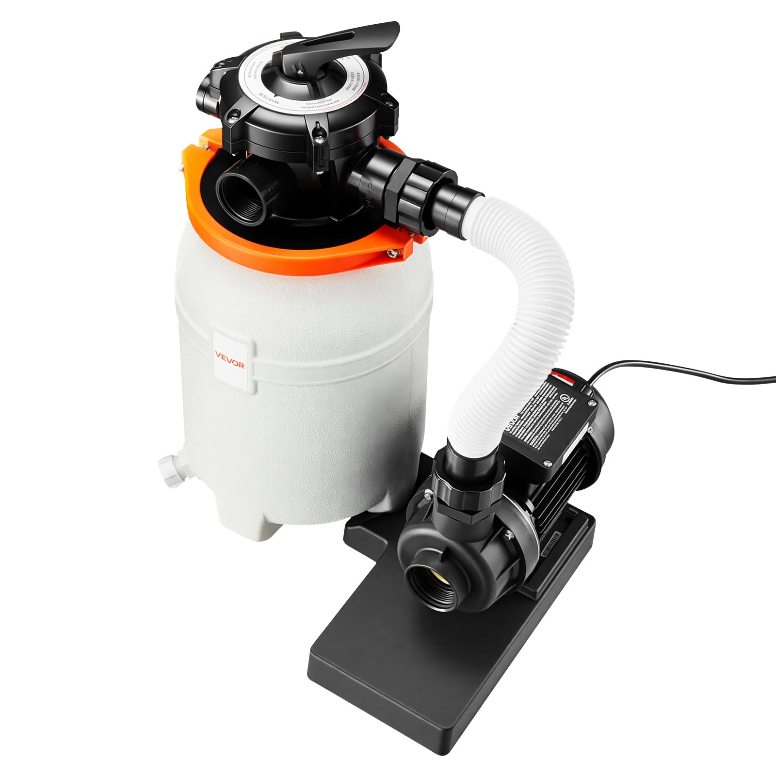 VEVOR 10 in Sand Filter Pump for Above Ground Pool, 0.33 HP 3000 GPH, Swimming Pool Sand Filter Pump with Pre-Assembled Core & Leak-Resistant Design, 6-Way Valve, High-Efficiency Filtration for Pools — view 11