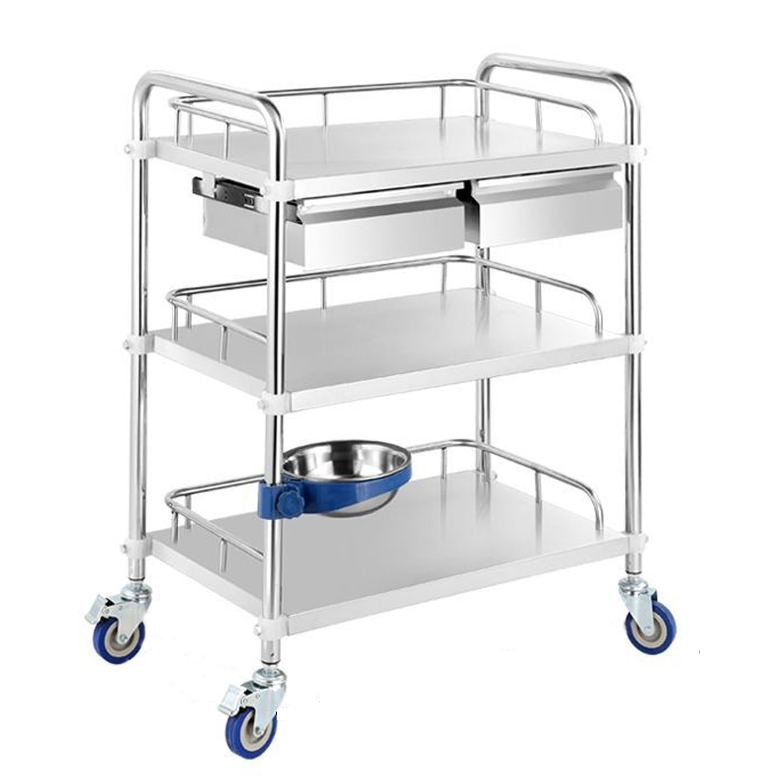 Carro Médico Carro De Tratamiento Acero Inoxidable Mesa De Instrumental, Estantes De Almacenamiento Multifuncionales De Acero Inoxidable, Para Salones De Belleza, Spa, Hospitales ( Color : 3 layer-2 d