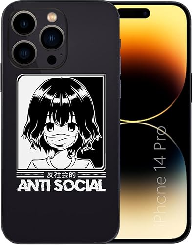 Funda compatible con iPhone 14 Pro, funda anti social Kawaii Manga Otaku japonés cómic para hombres, mujeres y niños, diseño de anime pattán funda