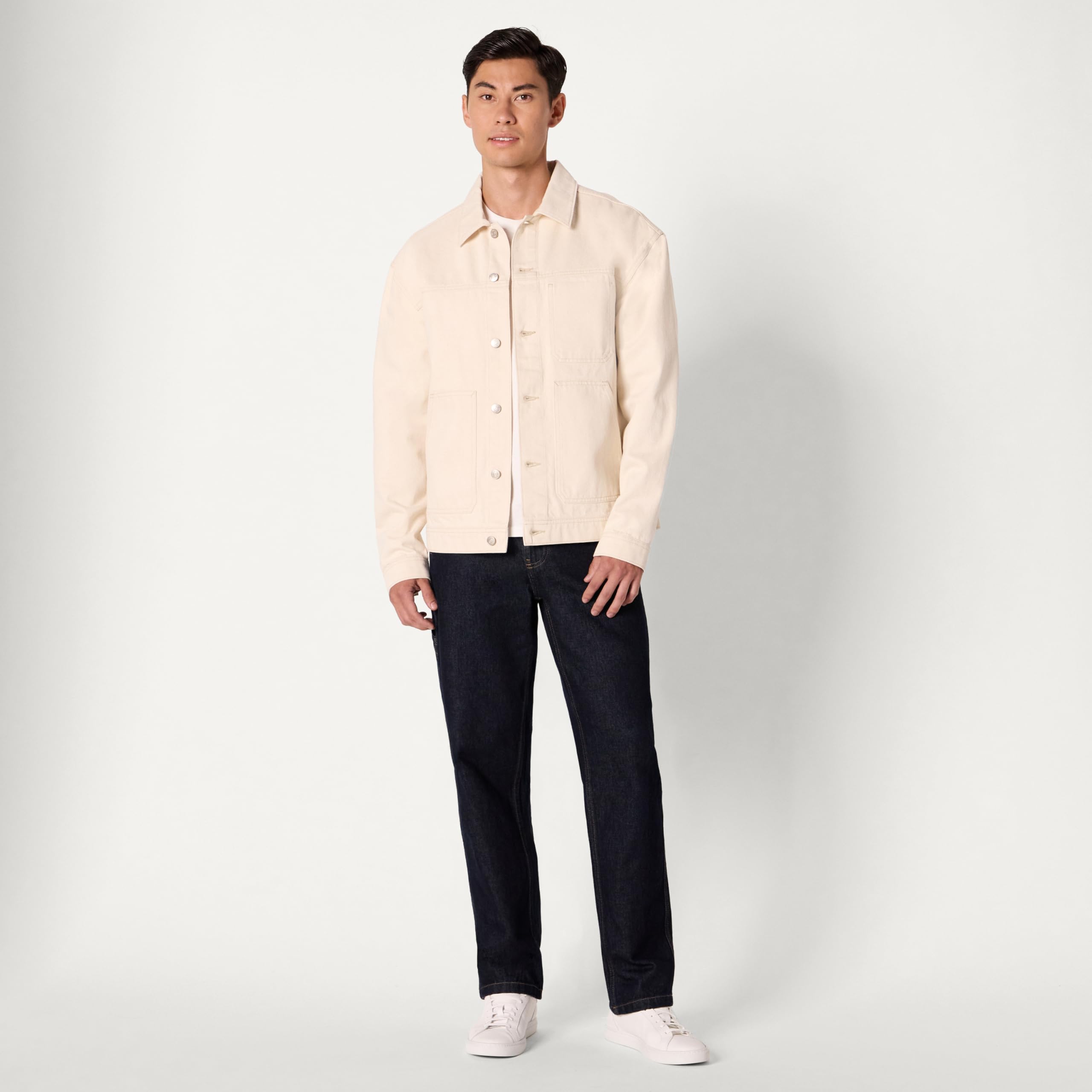 Amazon Essentials Hombre Chaqueta Funcional Vaquera Rígida de Corte Holgado