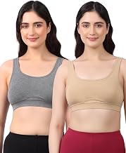 Lavos Bamboo Cotton Comfort Sleeping Bra for Women, Slip On Bras to Wear at Home, Non-Padded & Non-Wired Sports Bras, Full/High Coverage Pack of 2