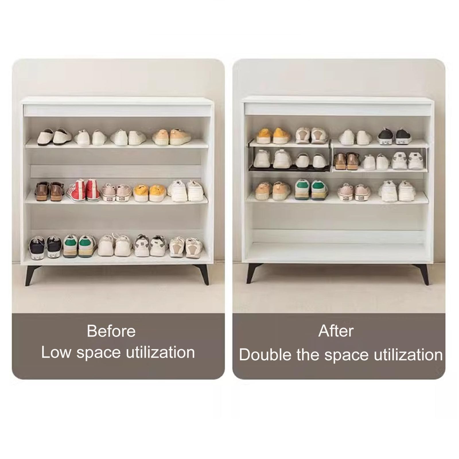 ViWaVee Wiszący regał na buty, organizer w szafie, możliwość rozszerzenia 40-70 cm, organizer pod szafkę – idealny do przechowywania i organizacji w kuchni lub na ubrania (biały, 1 szt.)