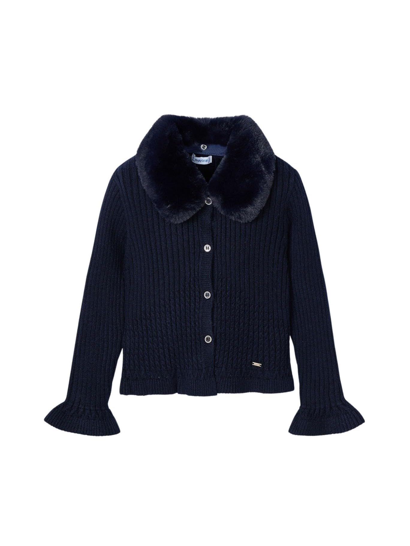 Mayoral Cardigan Tricot Colletto pell per Bambine e Ragazze Marino 4 Anni (104cm)
