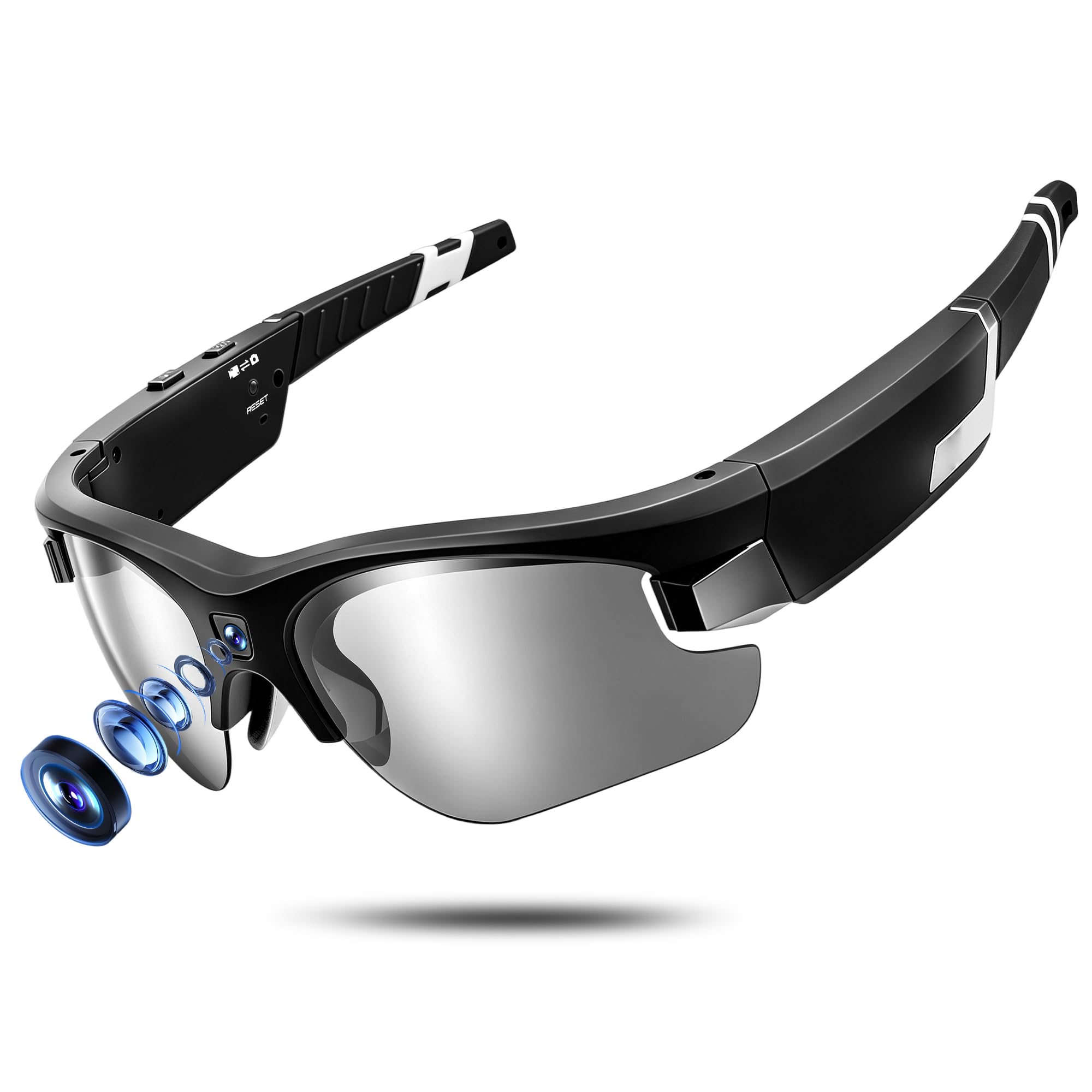 Occhiali con Telecamera, Smart Glasses HD1080P Per Ciclismo