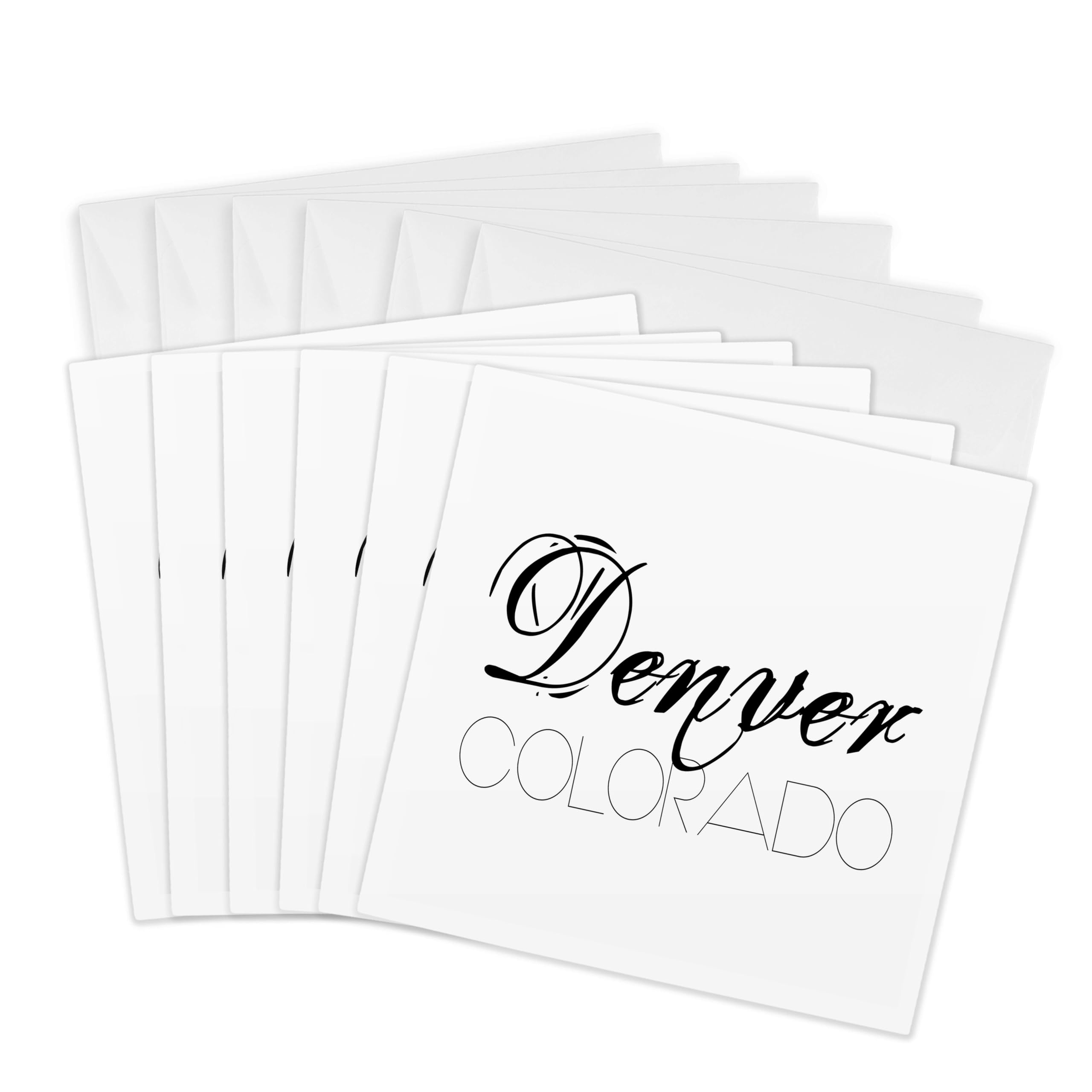 3dRose gc_280820_1 6 x 6-Inch "American Cities - Denver Colorado Black Text on White" Greeting Card (Pack of 6)