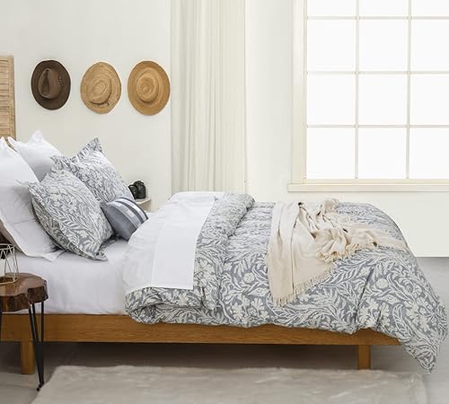 Miniatura 5 de Juego de funda de edredón tamaño California King, funda de 104 x 96 pulgadas + 2 fundas de almohada, juego de ropa de cama de algodón con patrón