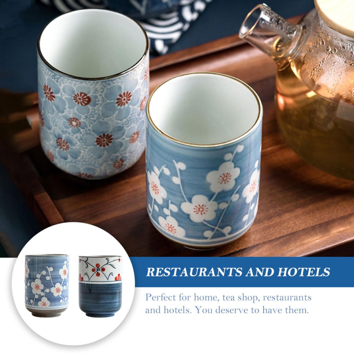 Homoyoyo 2 Tazas de Té Japonesas de Cerámica para Preparar Té Diseño Único y Acabado Suave, Paquete de 2 Piezas Ideales Hogar y Oficina