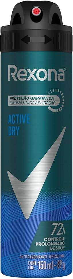 Rexona Desodorante Antitranspirante Aerosol Masculino Active Dry 72 Horas 150Ml Branco