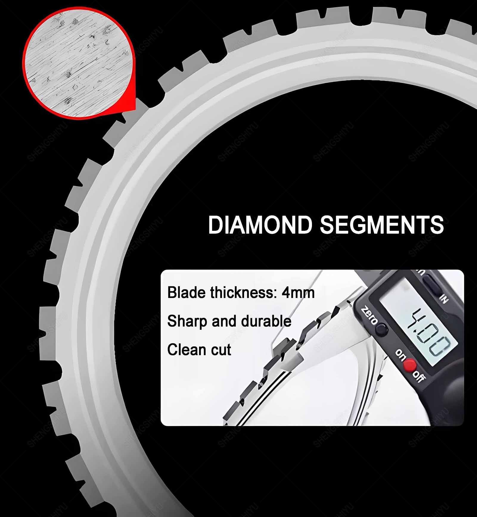 Disco Diamante,Dientes de Grano de Diamante de 4 mm,Dientes Trapezoidales + Planos Alternados,Hoja para Sierra de Corona de Alta Frecuencia para Ladrillo,Pared,Diámetro 400mm