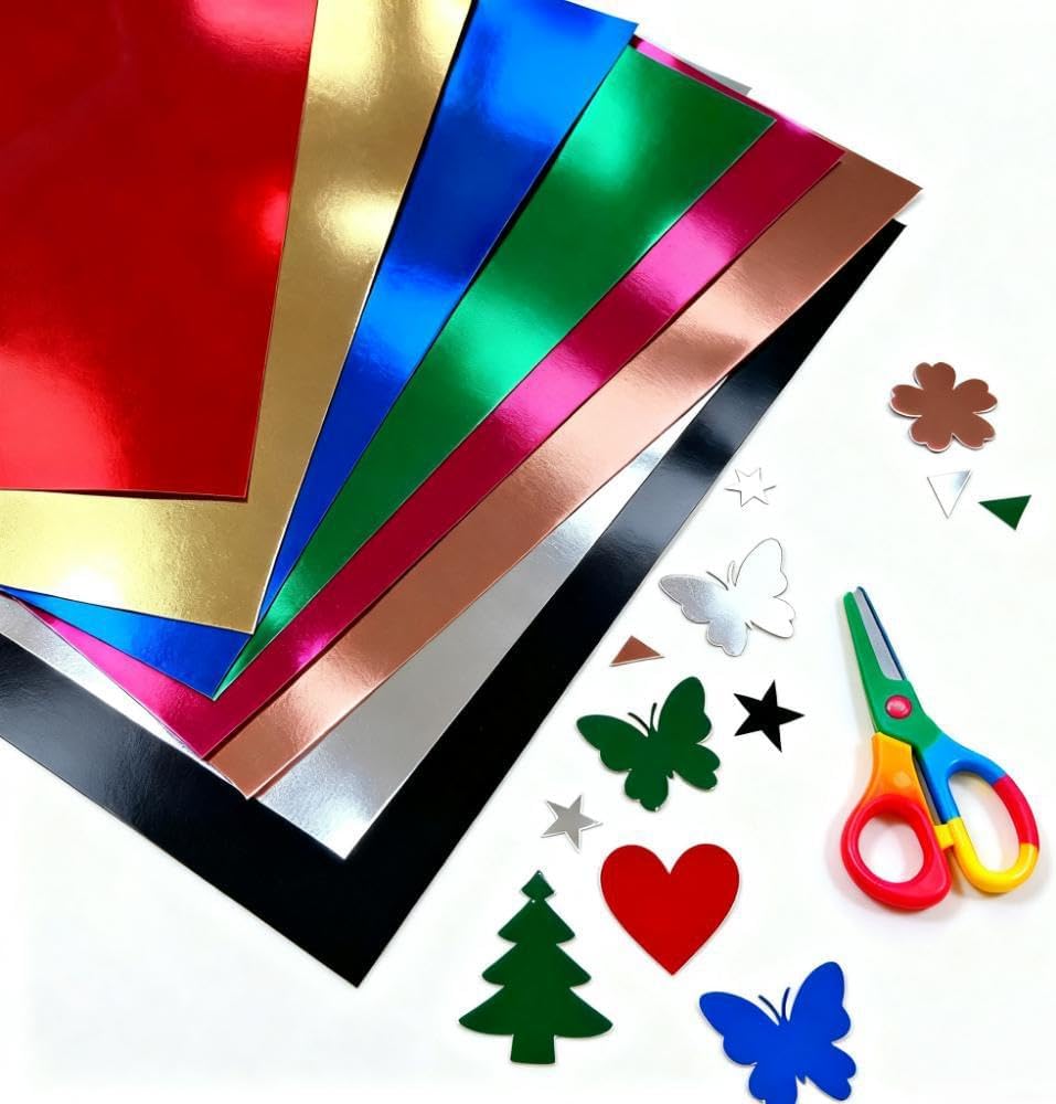 120 Sheets Metallic Cardstock 8.5 x 11, 250gsm/92lb Metallic Craft Paper for Crafts, Card Making, Party Decor & Scrapbook - 8 Mixed Colors