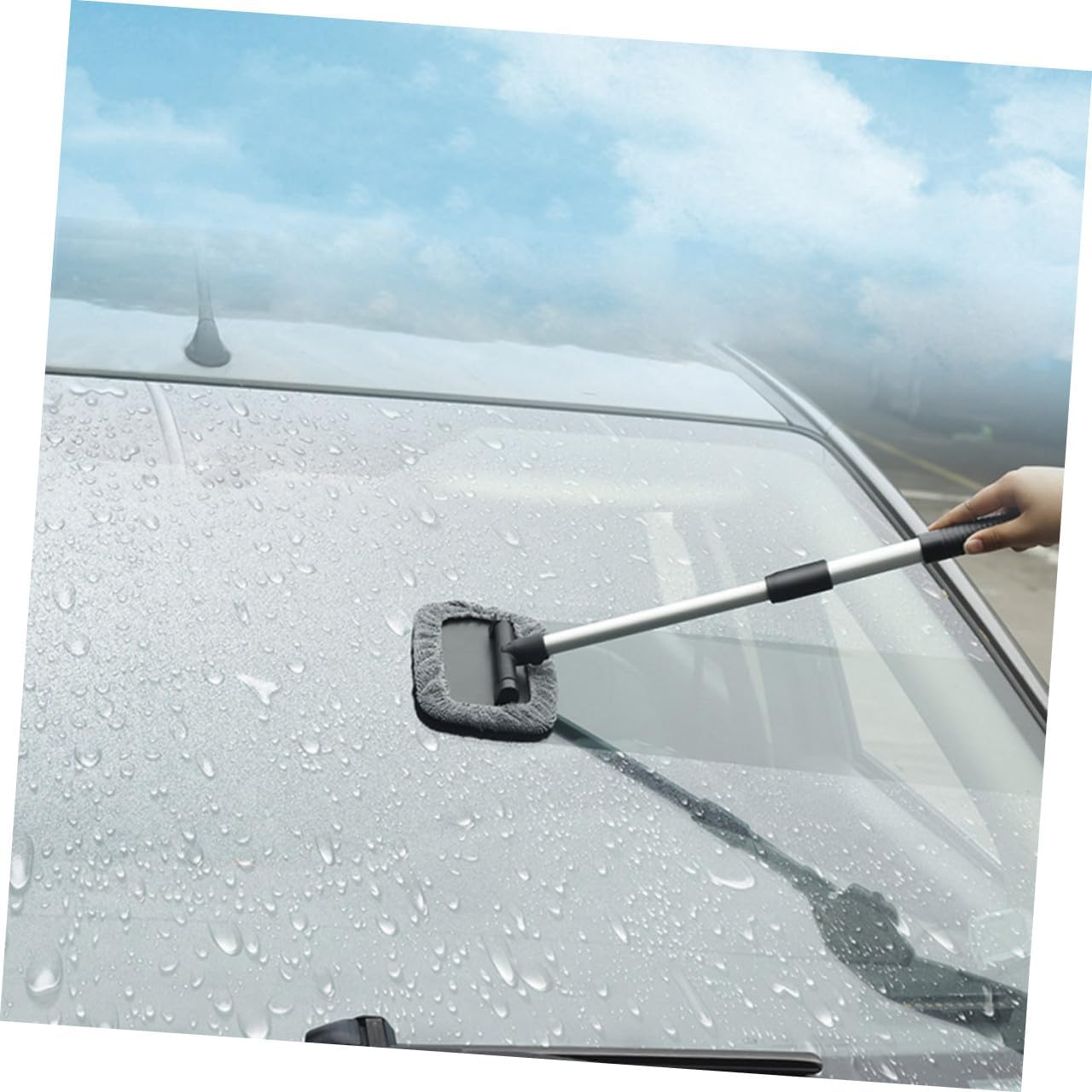 ULTECHNOVO Microfiber Car Window Cleaner Glass Mop Windshield Scraper Tool for Auto Supplies 180° Rotating Brush