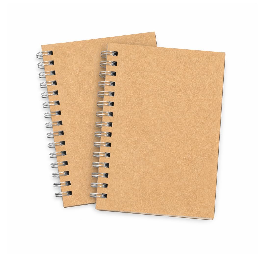 AccuPrints (Pack of 2 A6 Spiral Notebook, Kraft Cover, Unruled, 160 Pages, 148mm x 105mm, Pocket Diary for Writing and Sketching-picture-11