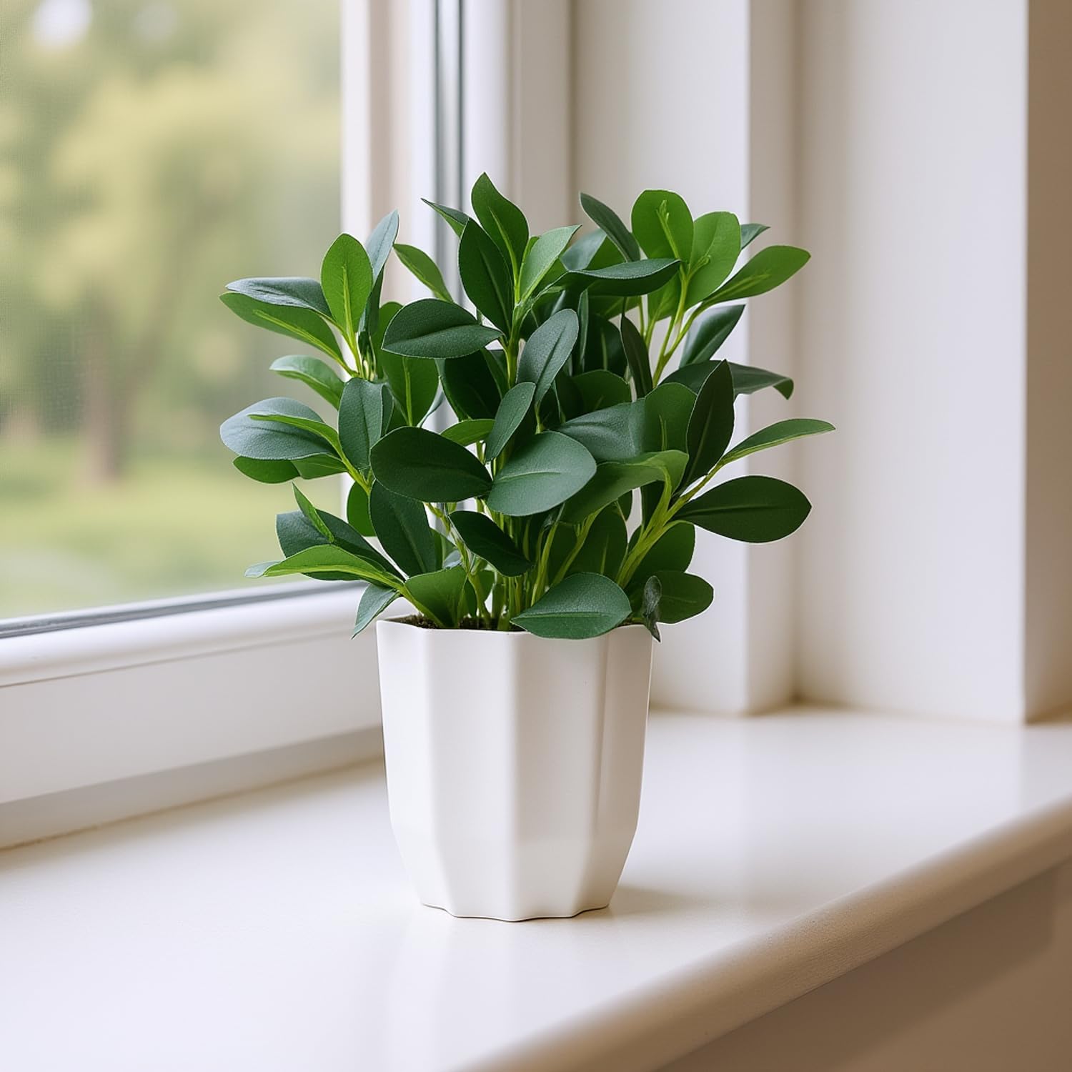 fancymart Plastic Artificial Rubber Plant With Pot Perfect For Home Decor And Office Decor, Ficus, Green 2