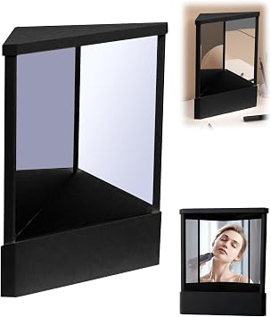 Non-Reversing Mirror for Makeup, Professional Mirror Precision True Vanity Makeup Mirrors Non-Magnifying Tabletop Mirrors for Accurate Reflections Black, 9.06" L x 7.48" W