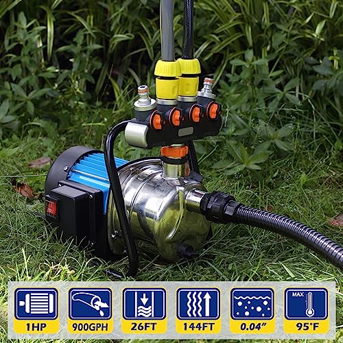 Fluentpower 1Hp Portable Stainless Steel Sprinkler Booster Pump, Electric Shallow Well Pressure Pump For Home Garden Lawn Irrigation And Water Transfer, With 1" Npt Female Thread #TOP2