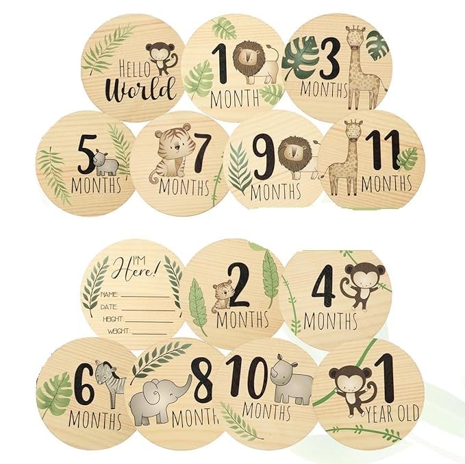 Babymoon Wooden 7pc Double Sided Monthly Baby Milestone Cards | Baby Growth Cards | Monthly Cards | Baby Shower Gifts-picture-17