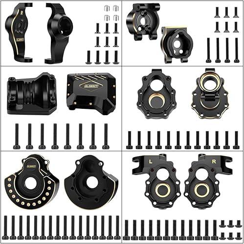 Miniatura 7 de GLOBACT Kit de actualizaciones de latón para 110 TRX4 eje portal delantero y trasero interior y exterior carcasa portal cubierta diff soportes de