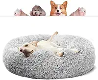 CAMA PET NUVEM PELUCIA REDONDA M 50X50X12 CAMINHA PELUCIADA CASA NINHO Cachorros E Gatos DONUT CASINHA PELUCIA FUNDO ANTIDERRAPANTE QUALIDADE PREMIUM (CINZA)