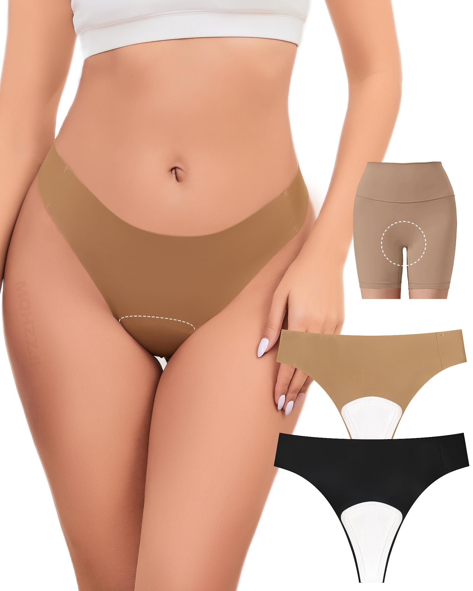 MQHZZJI Seamless Thongs for Women No Show Thong Panty Liners Workout T-back Panties for Women Invisible Underwear 2